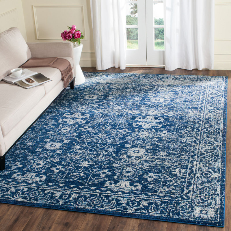 Tapis oriental bleu marine / ivoire Abdel, Rectangle 12 pi x 18 pi