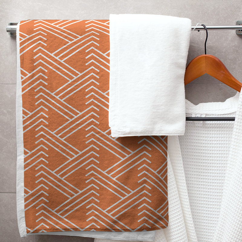 Jordao Bath Towel, Light Orange/White