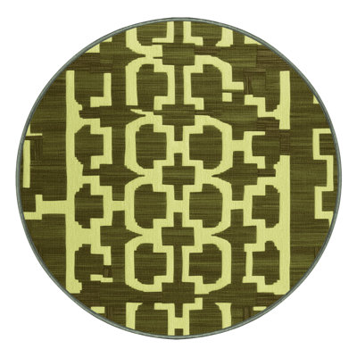 Machine Washable Trellis Green Area Rug