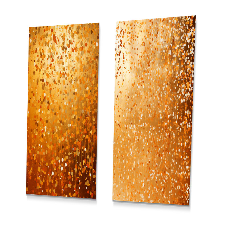 Golden Dot Sunset Reverie I - ensemble de 2 décorations murales abstraites en métal, H 28 po x l 24 po