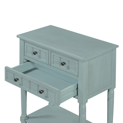 Narrow Console Table, Slim Sofa Table with Three Storage Drawers and Bottom Shelf
