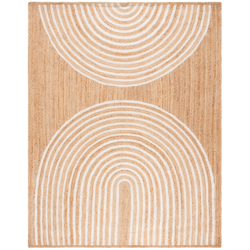 Sarok Natural Fiber Flat Weave Jute Pile Abstract Rug, Rectangle 8' x 10'