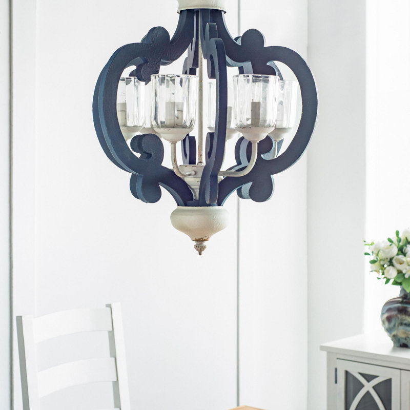 Lustre rustique en bois (ampoules non incluses), Chrome chrome, E26/moyen (standard)