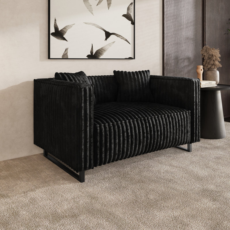 LOVESEAT EN VELOURS NOIR, Noir