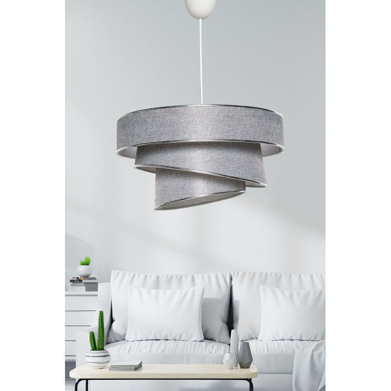Scandinavian Style Chandelier with Cotton Cap, Anthracite & Silver, 15.7 x 15.7 x 7.9 inches | CE Certified, E27 Socket, Max 40W | Elegant Lighting for Country & Modern Homes, Perfect for Dining & Living Rooms
