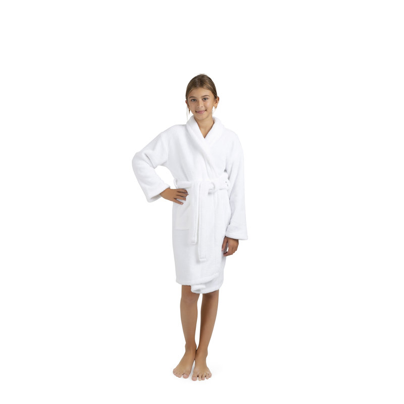 Peignoir en molleton pour enfants châle en molleton pour enfants, Enfants (7 à 8 ans) - Moyen, Blanc
