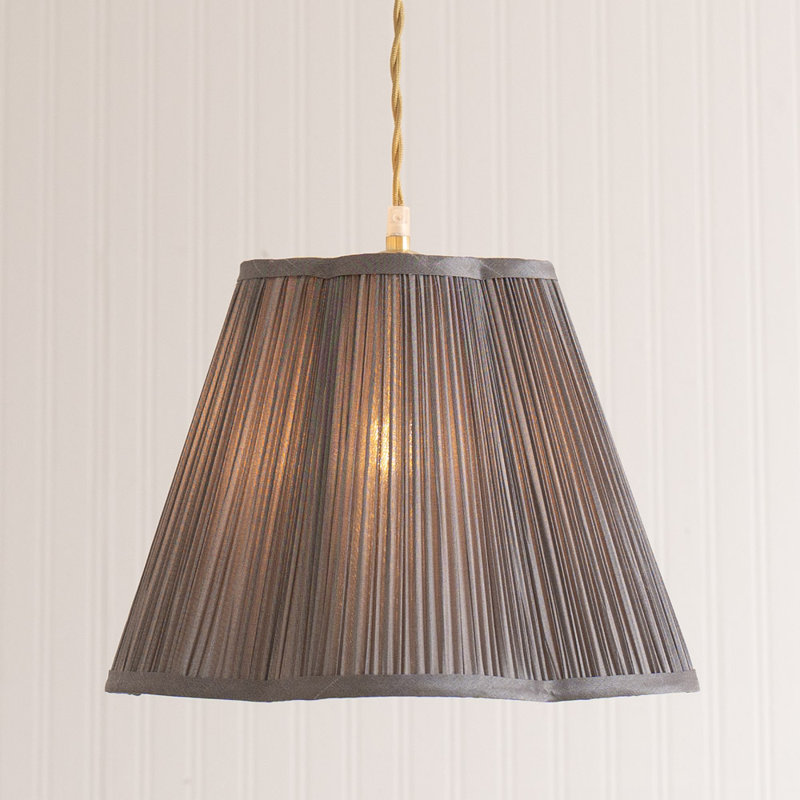 Silk Bell Pendant Shade ( Slip-On ), 25cm H x 35.5cm W x 35.5cm D, Dark Grey