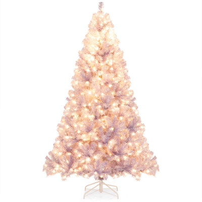 7.5 FT Artificial Tinsel Christmas Tree with 550 Lights, 8 Modes, 1300 Branch Tips