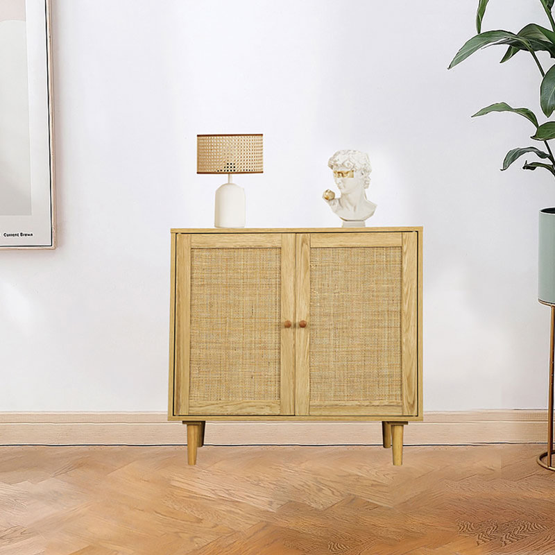 Armoire d'appoint en rotin avec portes