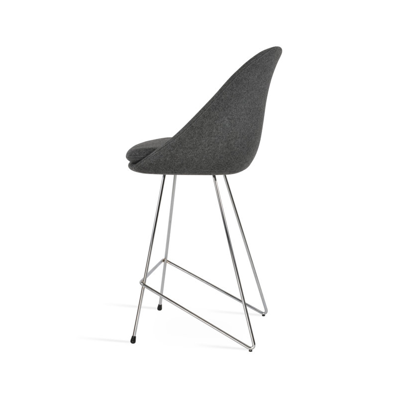 Tabouret de bar et de comptoir Avanos, Tabouret de bar (siège d'une hauteur de 29 po), Gris foncé, Chrome