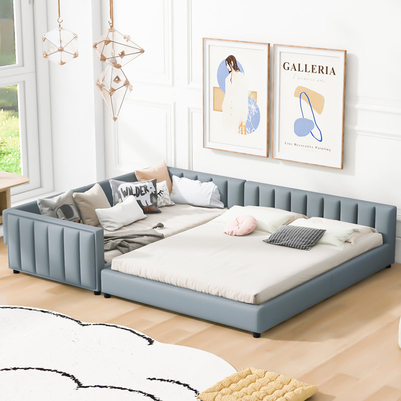 Lit plateforme tapissier grand et simple TG, Grey