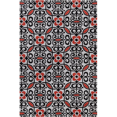 Tapis en laine rouge, noir, beige et blanc Cloral Authentic