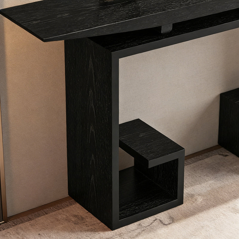 Console d'entrée moderne en bois, H 31,5 po x l 55,12 po x P 11,81 po, Noir