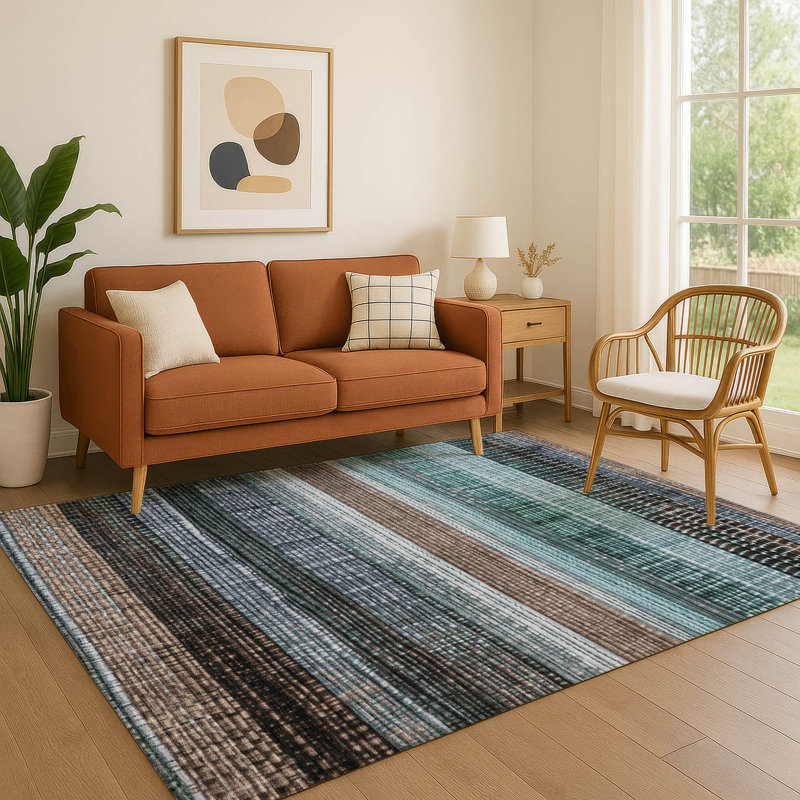 Premium Machine Washable Crestover AMF1873 Stripes Rug, Rectangle 10' x 14'