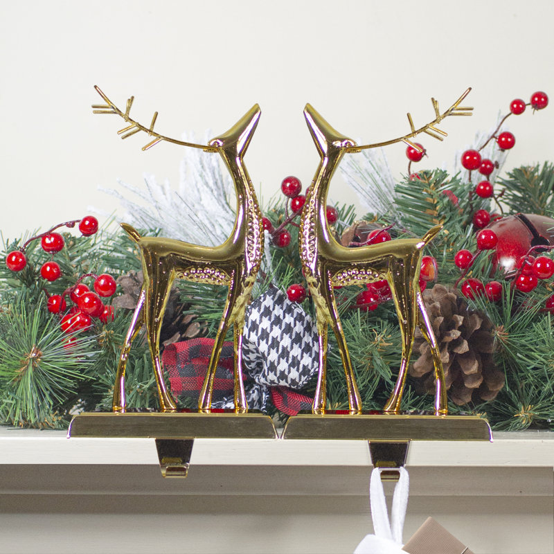 Porte-bas de Noël renne doré 9,75 po