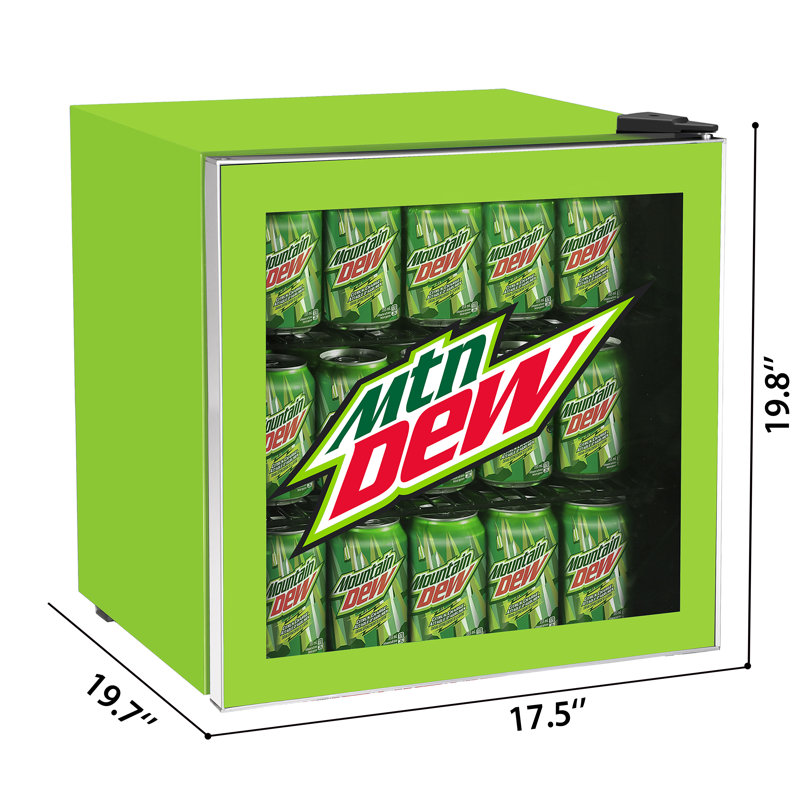 Mountain Dew 1.8 Cu. Ft. Glass Door Compact Refrigerator, 50-Can Capacity, Green, Mountain Dew