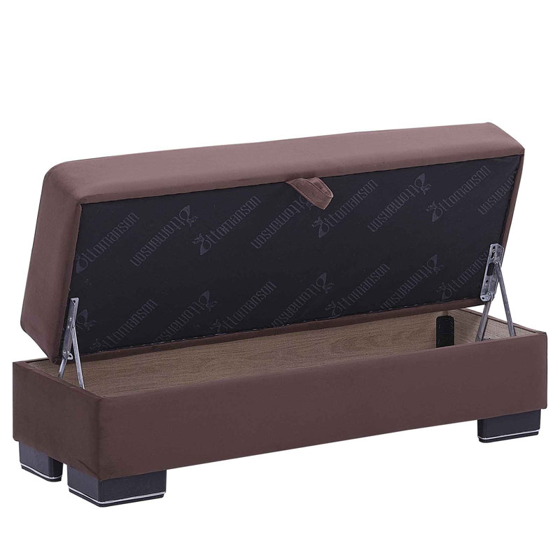 Legacy Fabric Upholstered Ottoman with Storage, Brown Microfiber