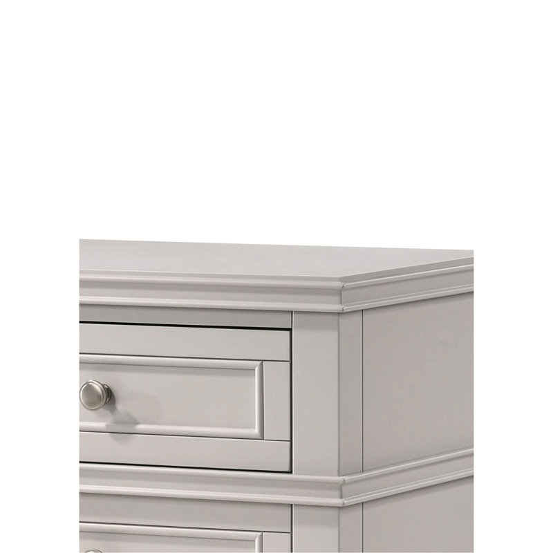 Fitted 3 Drawer Nightstand - Gray Solid Wood With Augmentation &