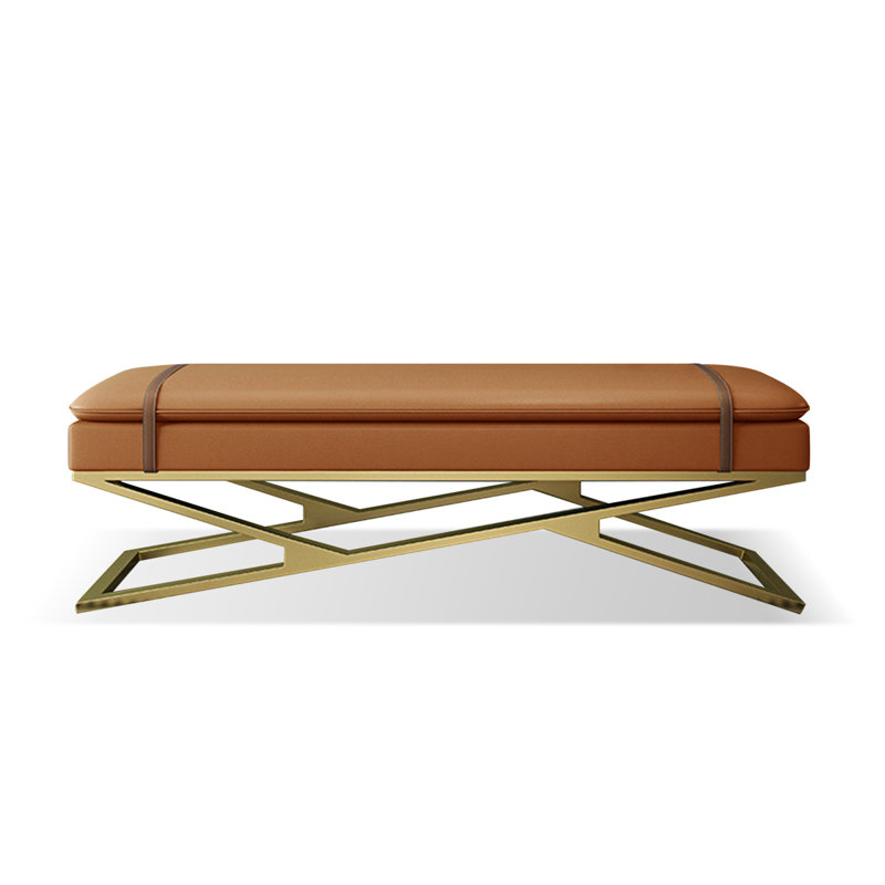 Upholstered Bench, Orange