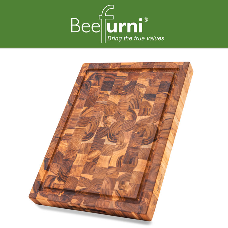 BEEFURNI Teak Wood End Grain Cutting Board & Reviews