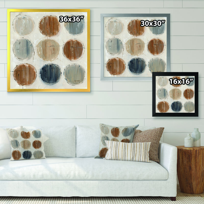 « geometric circle natural balance ii »-image image sur toile, H 16 po x l 16 po x P 1 po, Cadre doré