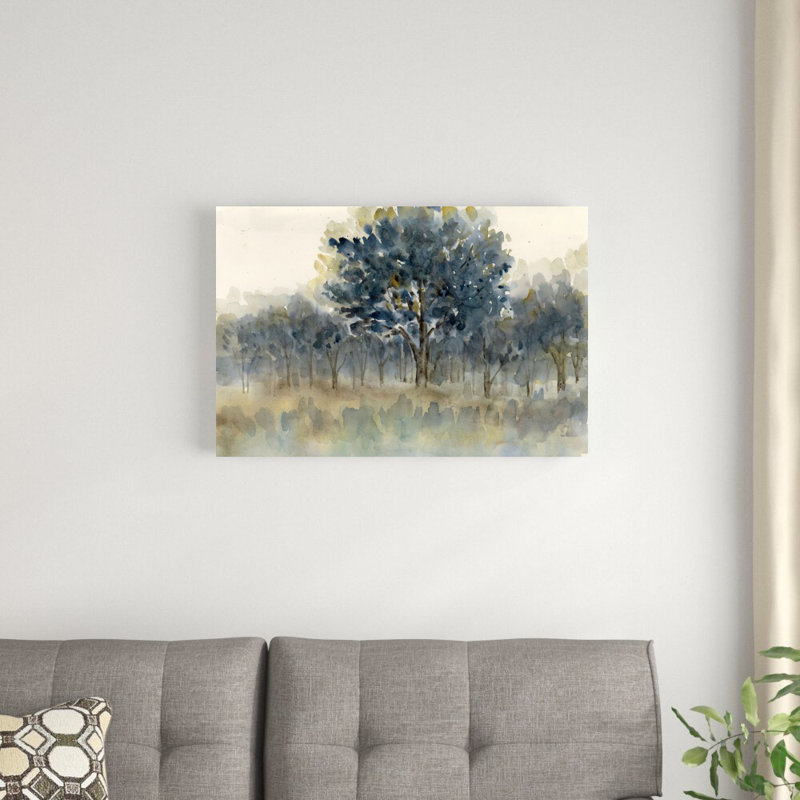 Forêt Moody peinte, H 20 po x l 30 po, Toile tendue, Non