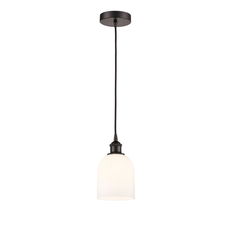 Luminaire suspendu à cordon 1 lumière Edison Anacaren - 616-G558, Blanc lustré, Bronze huilé