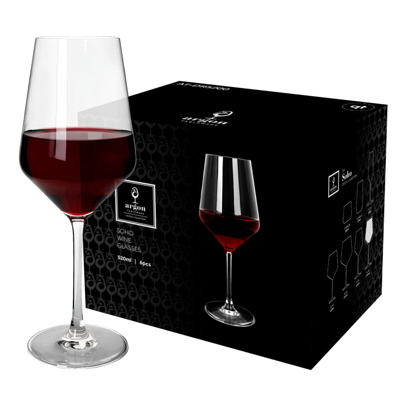 Argon Tableware Soho Crystal Red Wine Glasses, Set of 24