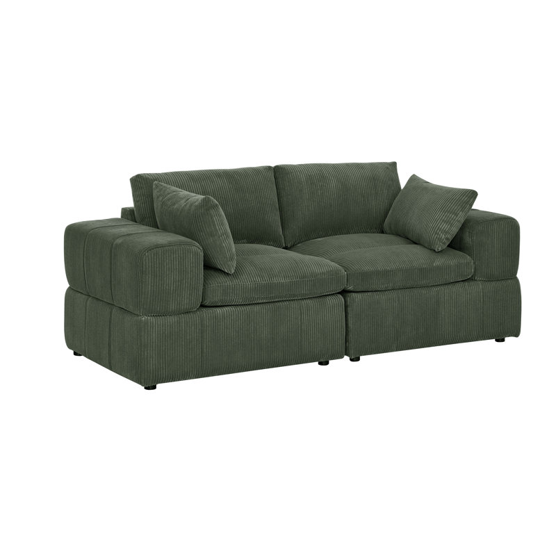 Paulberghwa Corduroy Loveseat, Dark Green