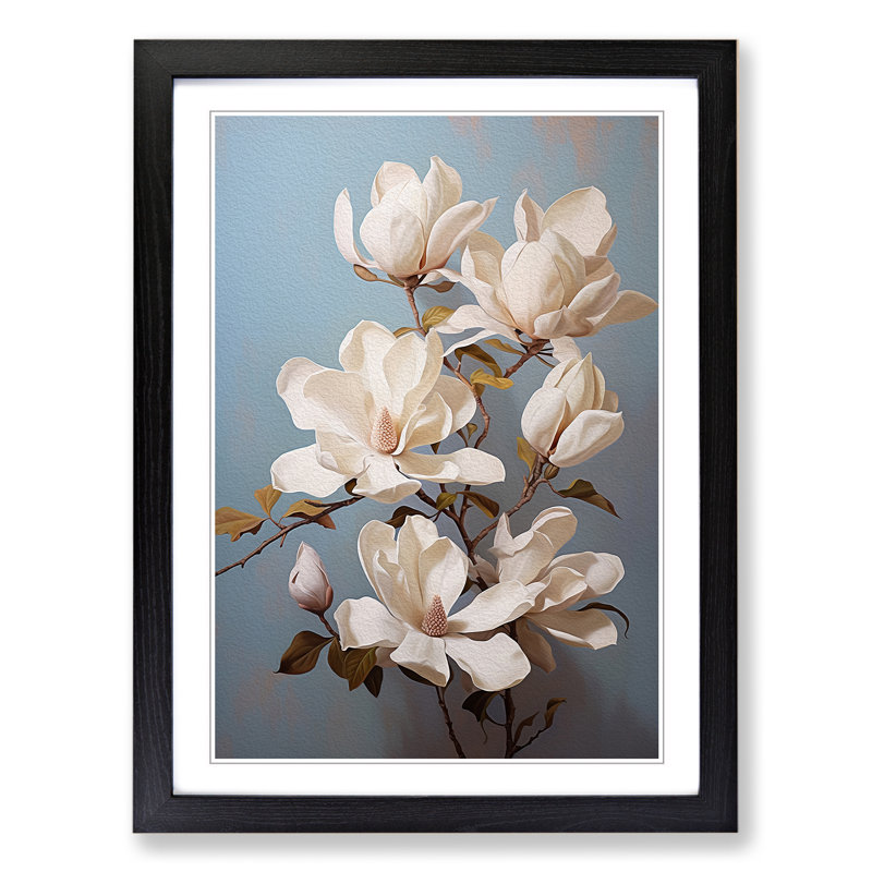 Magnolia Flower Romanticism No.2 Framed Print, Black Framed, 46cm H x 34cm W x 2cm D