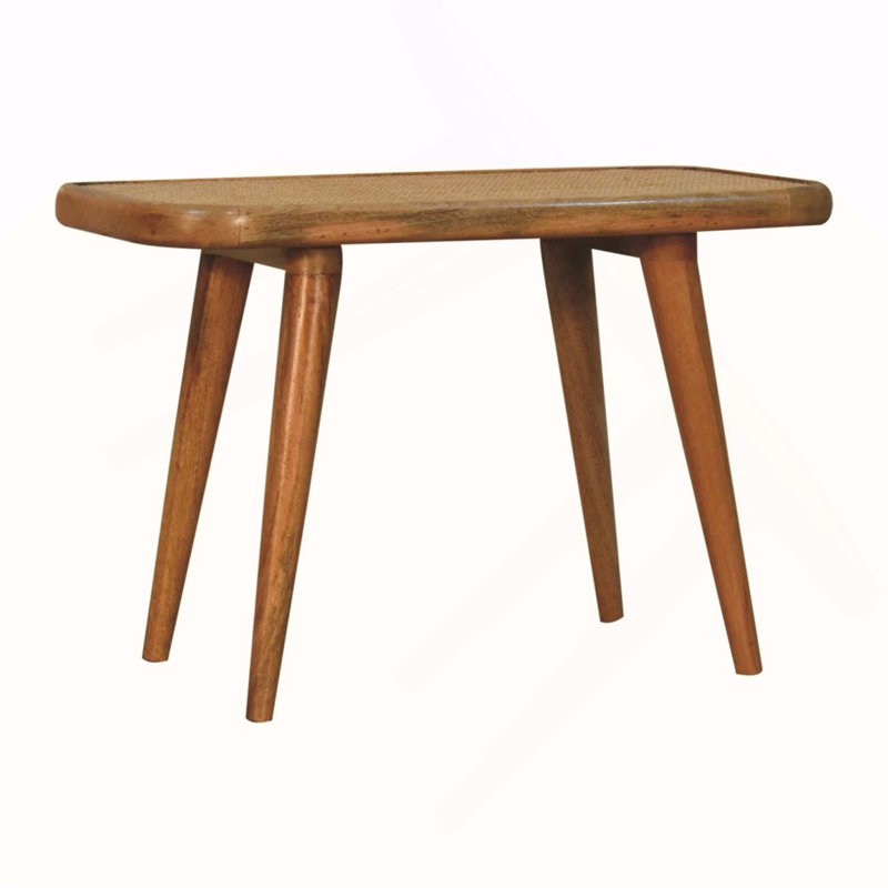 Banc en bois et rotin Larissa, beige et brun