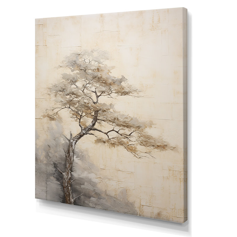 «Beige Tree Pine Zen Scenery IV», reproduction d'art sur toile, Toile tendue, H 32 po x l 24 po x P 1 po