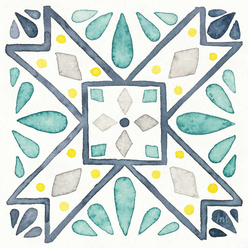 " Garden Getaway Tile IX White " by Laura Marshall, 36" H x 36" W