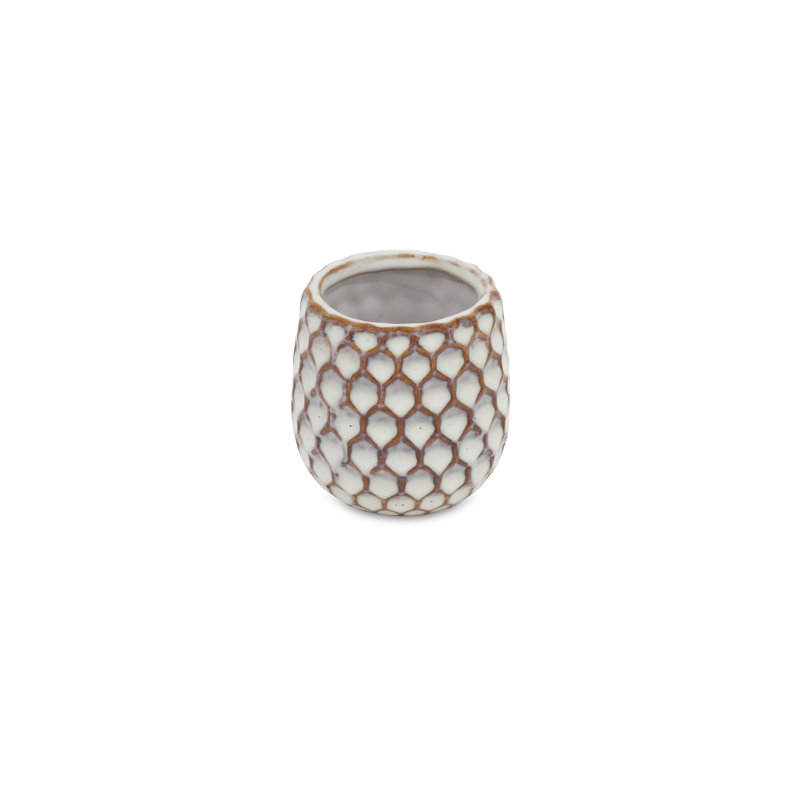 Pot à fleurs en céramique Eddins, Blanc, H 3,25 po x l 2,75 po x P 5,75 po