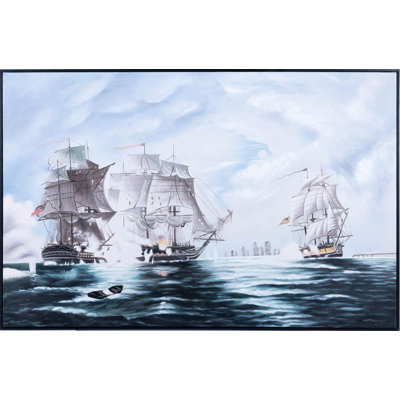 The Battle of Flamborough Head - Floater Frame Painting on Canvas