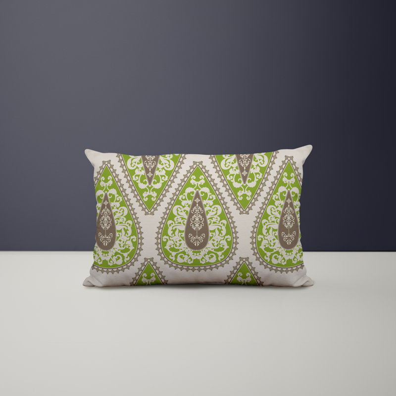 Paisley Outdoor Reversible Throw Pillow, Chartreuse