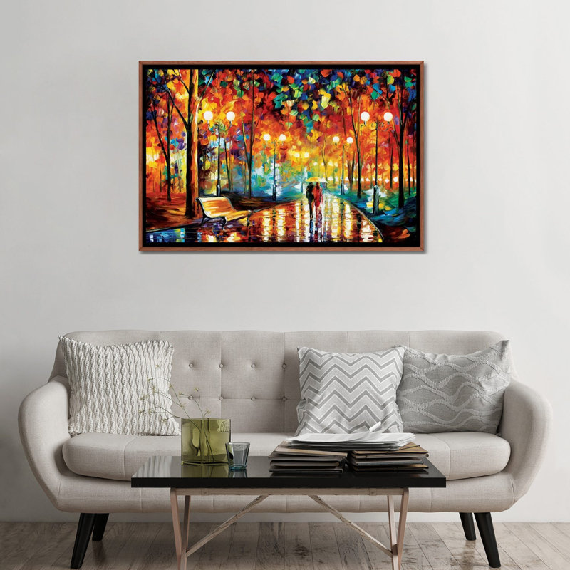 «Rain's Rustle II», reproduction d'art sur toile tendue, H 18 po x l 26 po, Toile avec cadre flottant, Bois foncé rustique