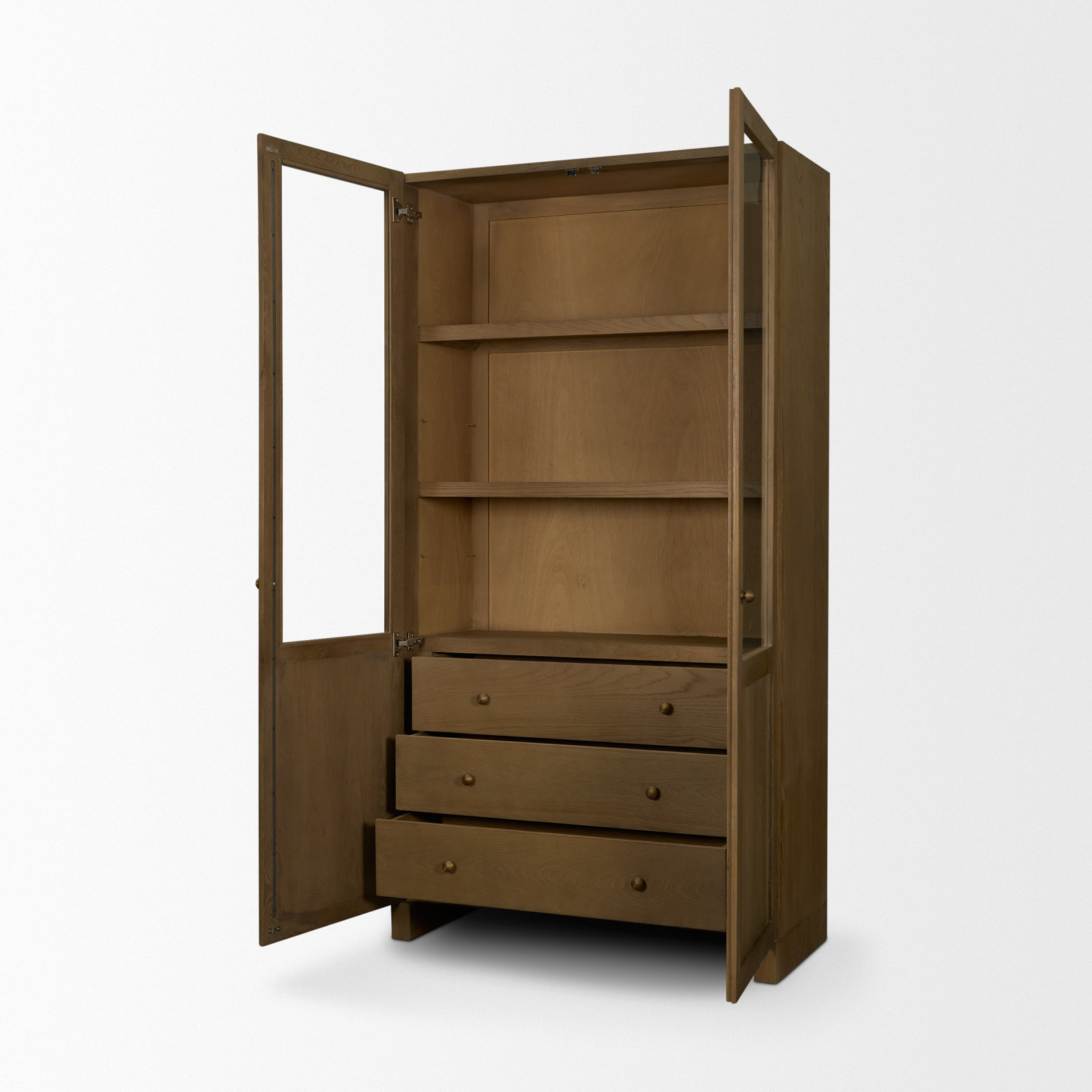 Mango Glass Accent Cabinet, Medium Brown