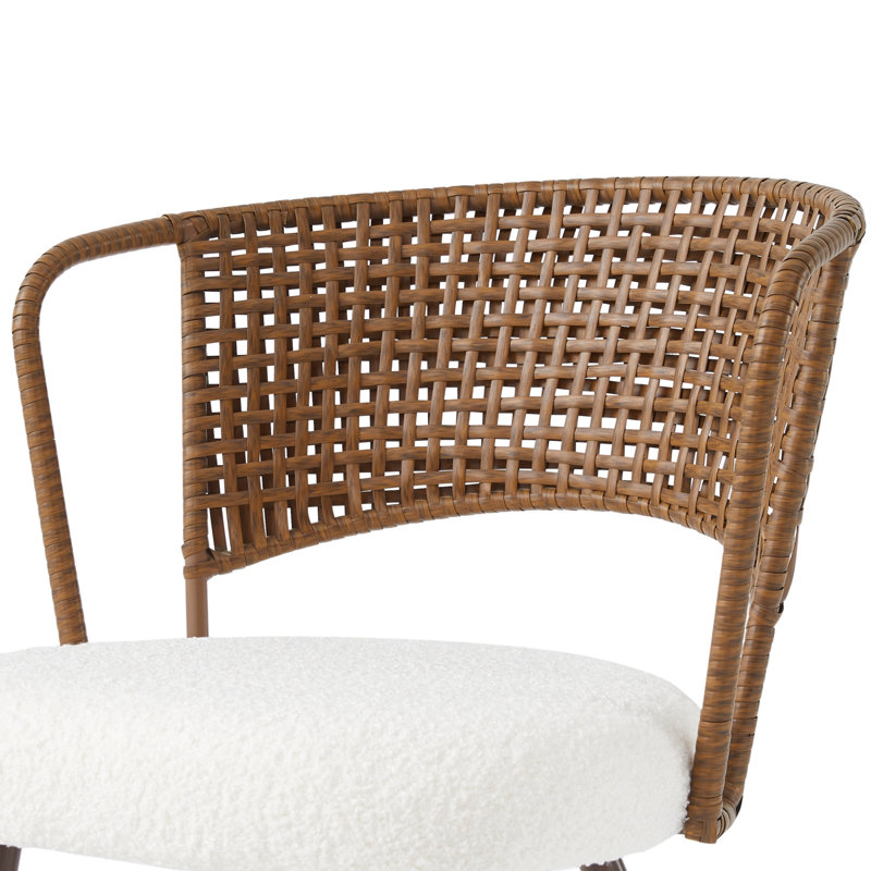 Ensemble de salle à manger ovale extensible 5 pièces avec table à pied central en bois clair naturel et 4 chaises rembourrées en osier brun