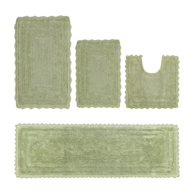 Iroshka 100% Cotton Tufted 4  Piece Bathroom Rug Set, Reversible, Super Absorbent & Extra Soft Machine Washable Bath Rug Ideal for Shower & Tub Areas