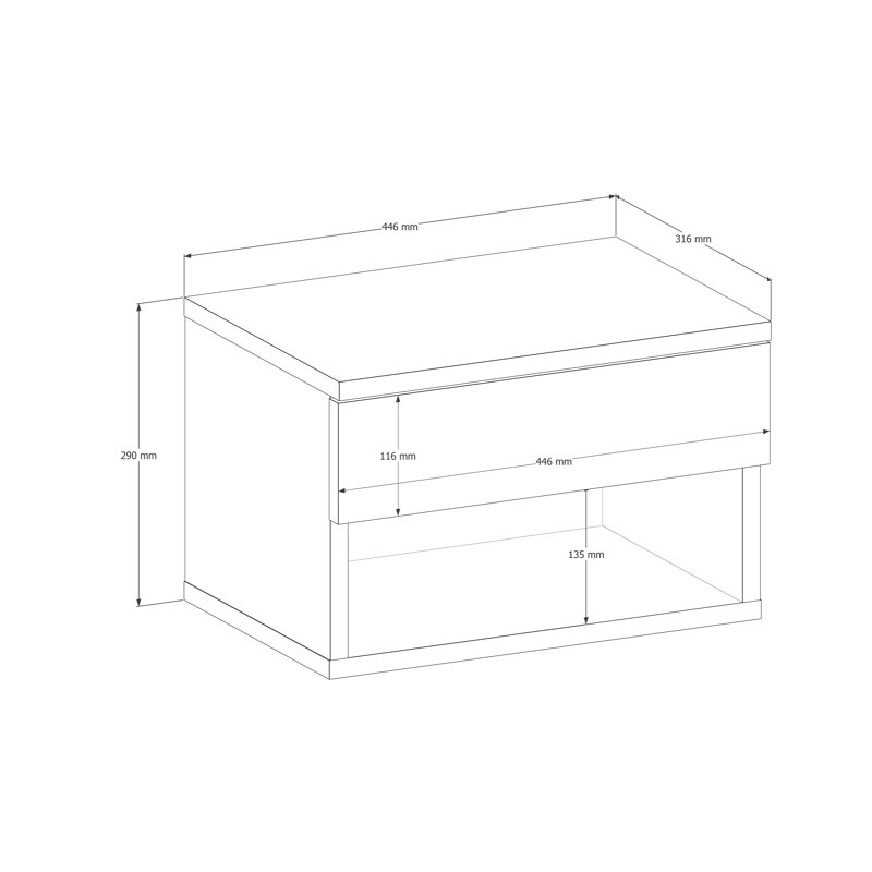 Rebouche 44cm W Particle Board Bedside Table, Walnut