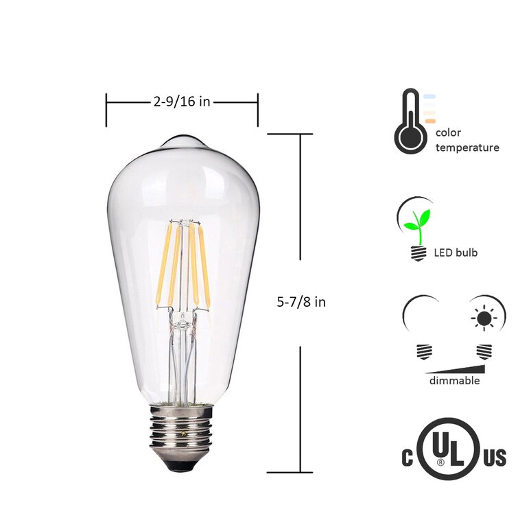 Emark 40-Watt Equivalent ST64 Dimmable LED Light Bulb Soft White (6 Pack)