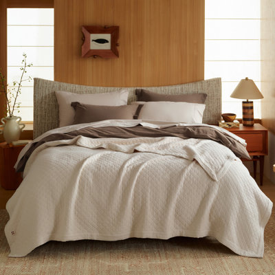 Couverture de lit Bedsure 100 % coton, mousseline de gaze 8 couches, format king - Respirante, beige ivoire uni, s'adoucit après lavage
