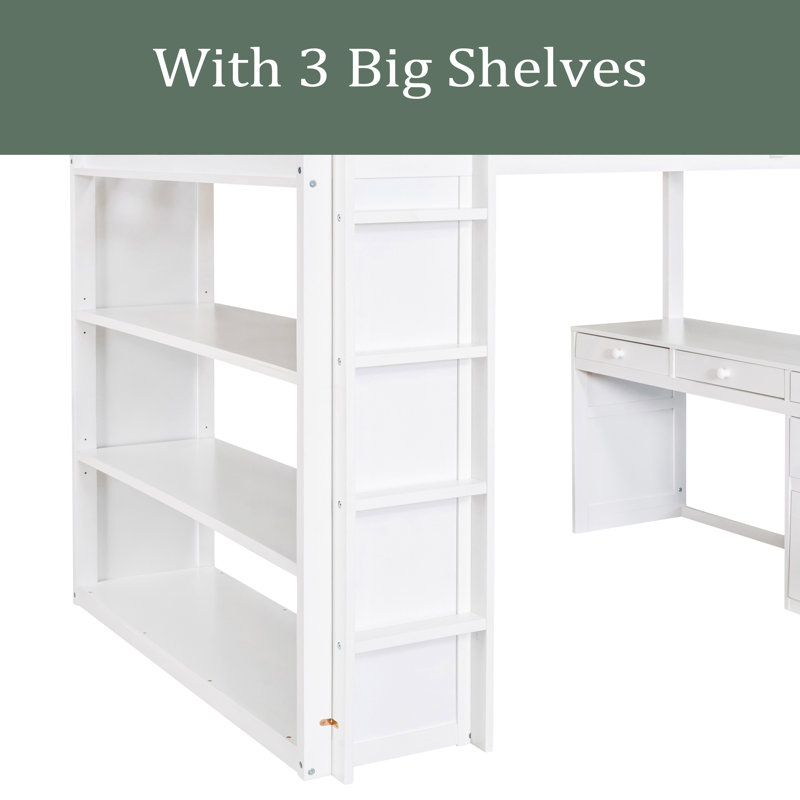 Haddy Kids Loft Bed, Full, White