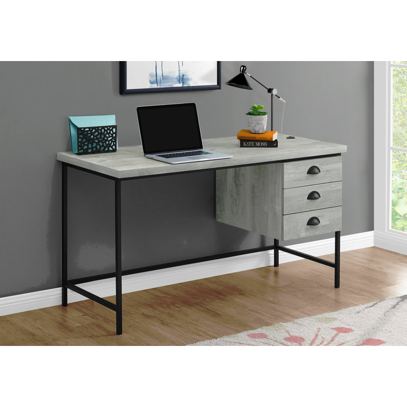 Bureau d'ordinateur, bureau personnel, ordinateur portable, tiroirs de rangement, L 55 po, travail, stratifié, métal, contemporain, moderne
