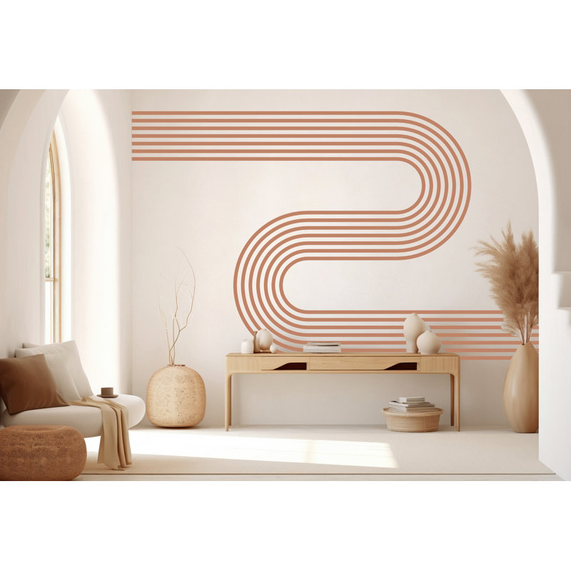 Décalcomanie murale minimaliste arche, décalcomanies festonnée, décalque de décoration murale Boho, chambre de bébé Boho, demi-mur festonné, décalque mural arche, décalque de bordure 563RS