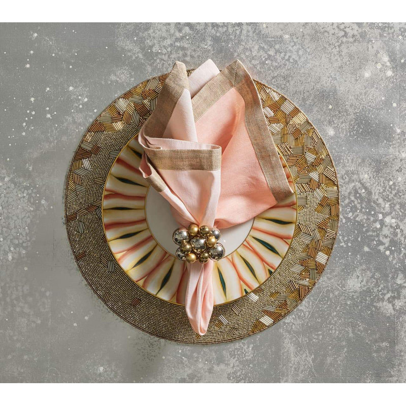 Dip Dye Linen Napkin, Blush/Gold