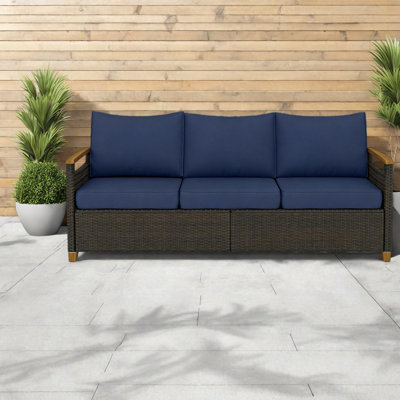 Spacious Modern Patio Sofas, Steel Wicker Couch For Outdoor