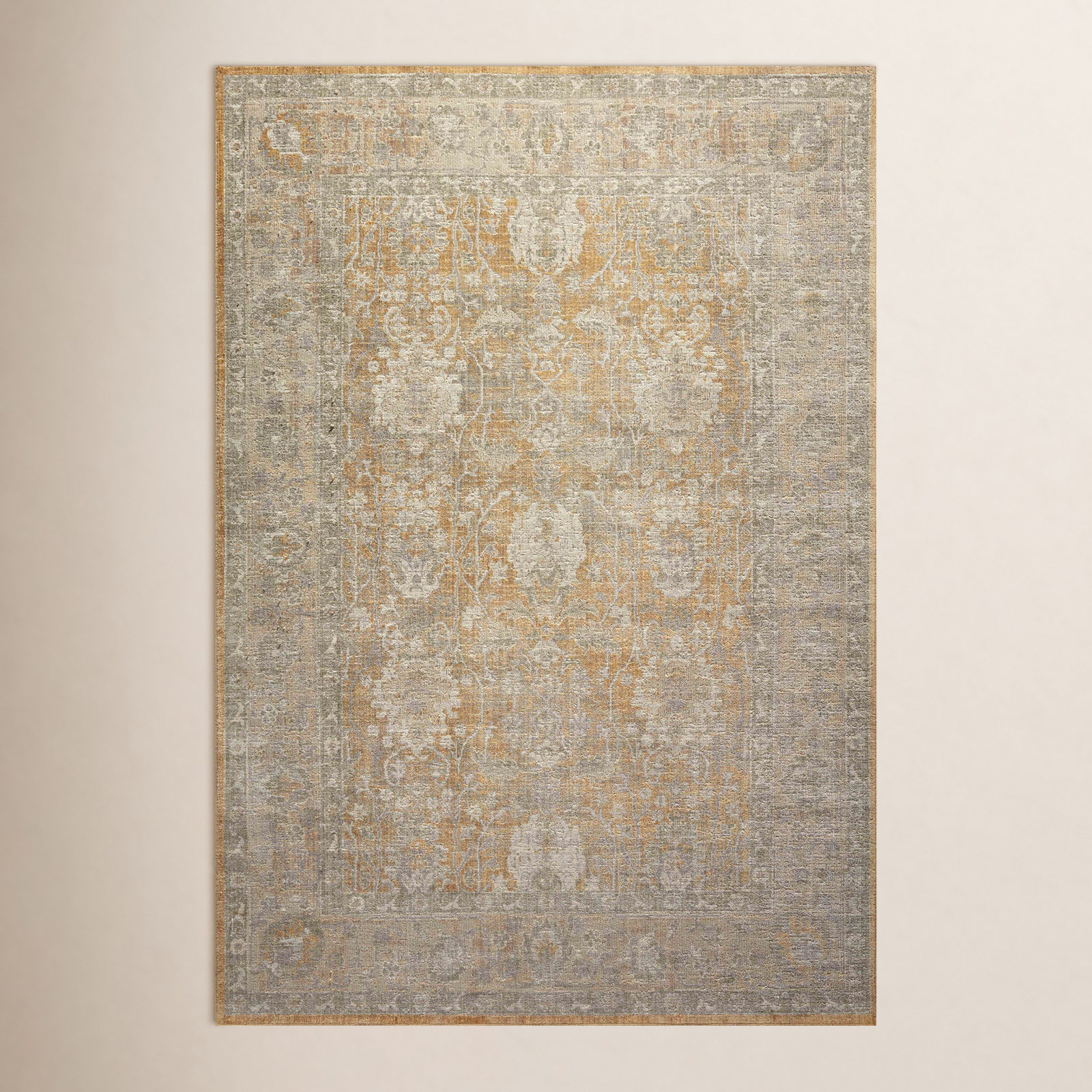 Chris Loves Julia x Loloi Rosemarie Oriental Gold/Sand Area Rug, Rectangle 9' x 12'