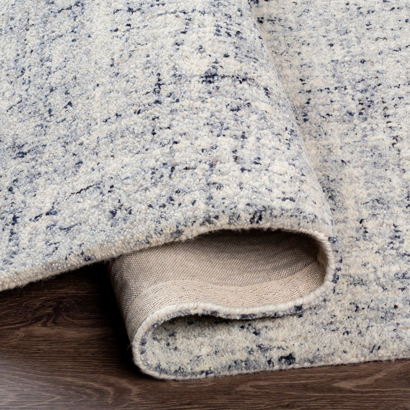 Tapis gris moyen en laine touffeté à la main Plimoth, Rectangle 2 pi x 3 pi